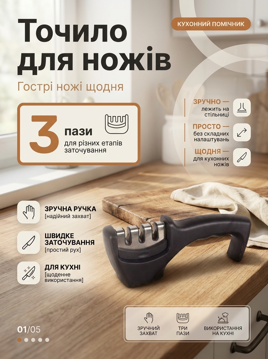 Точило для ножів із 3 пазами