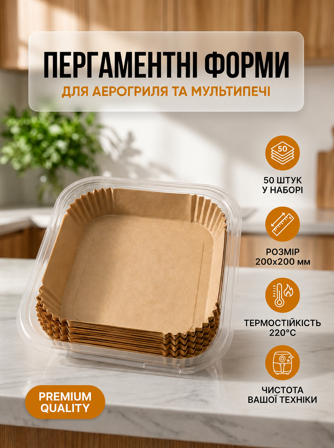 Пергаментні форми для аерогриля та мультипечі 50шт.
