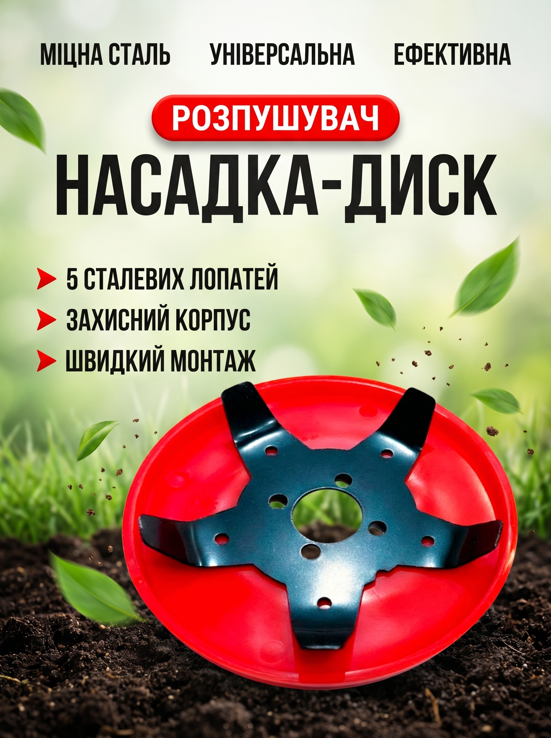 Диск-насадка розпушувач ґрунту для тримера