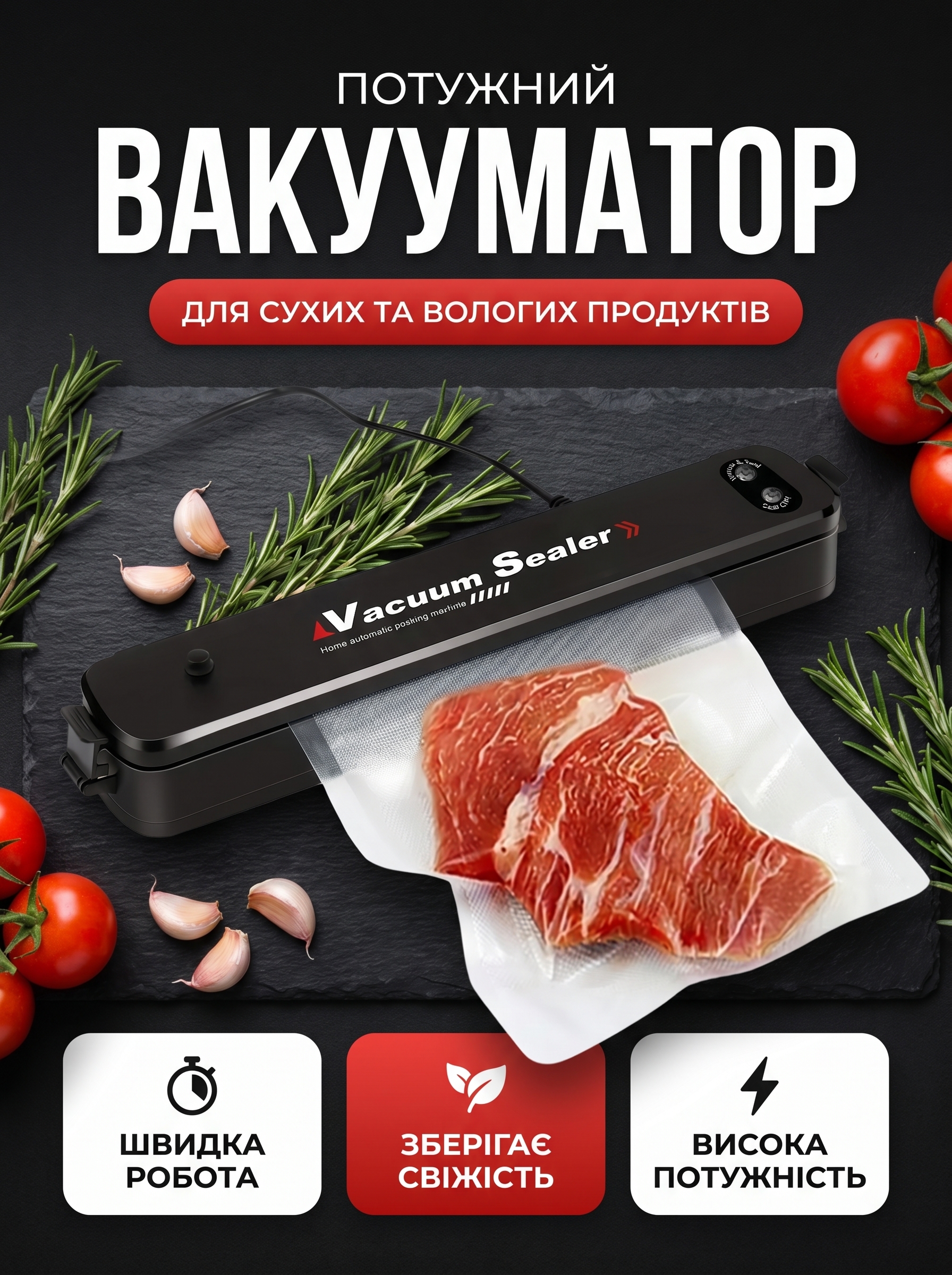 Вакуумний пакувальник Vacuum Sealer