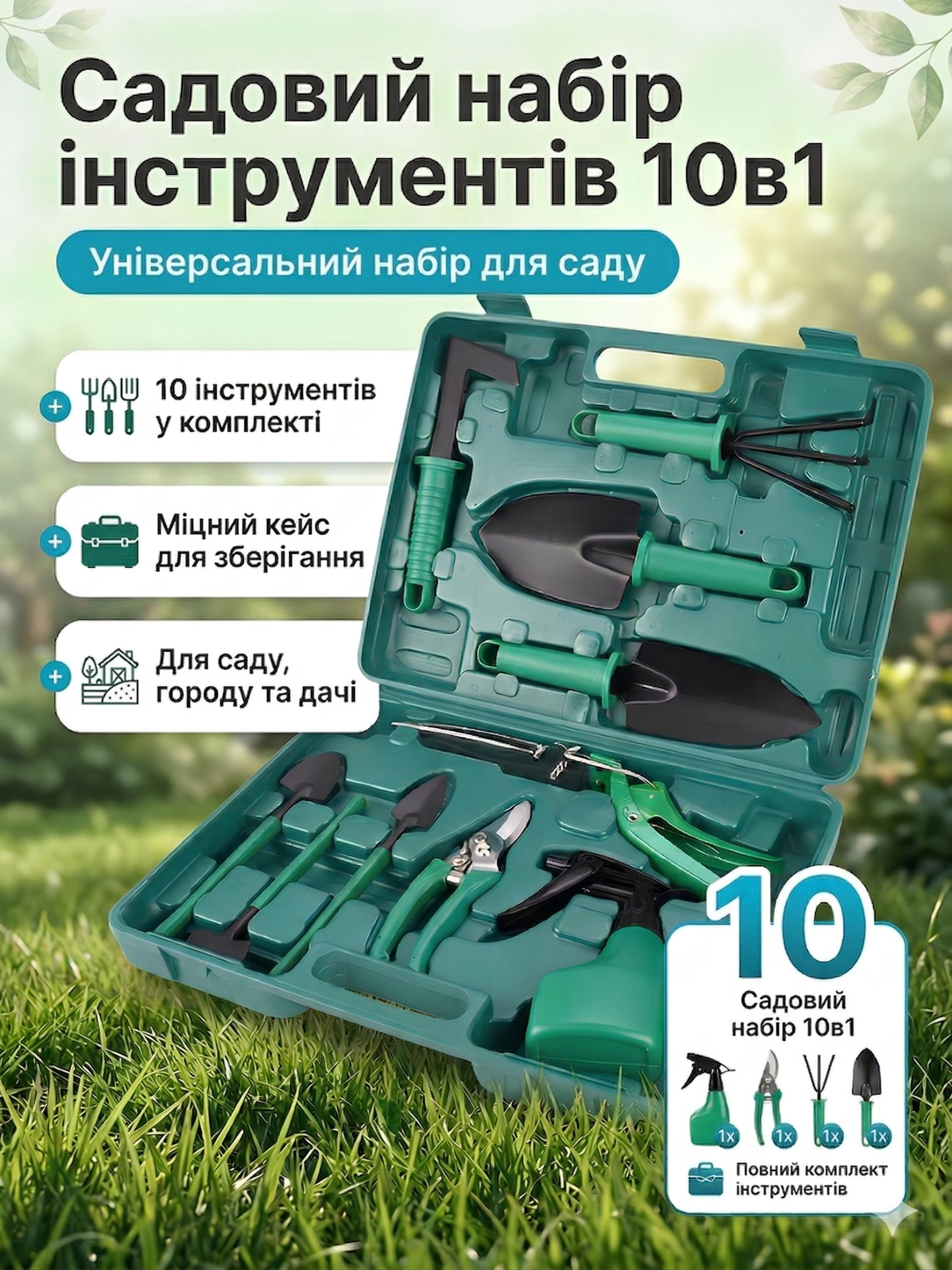 Садовий набір інструментів 10в1