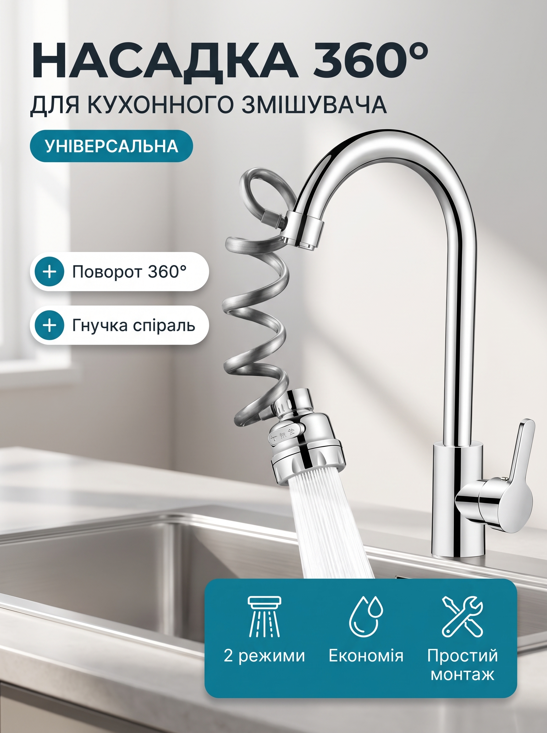 Насадка 360° для кухонного змішувача