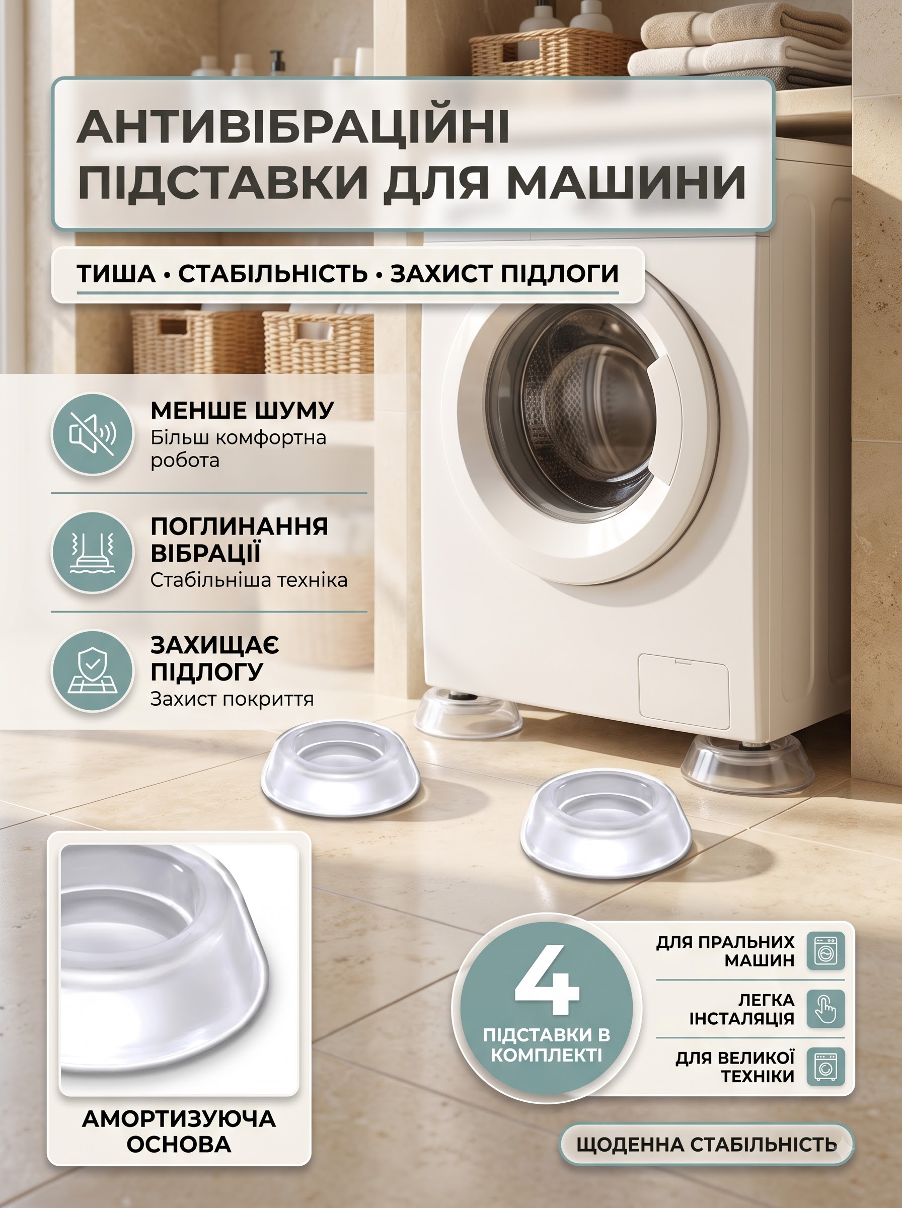 Антивібраційні підставки для пральної машини 4шт.